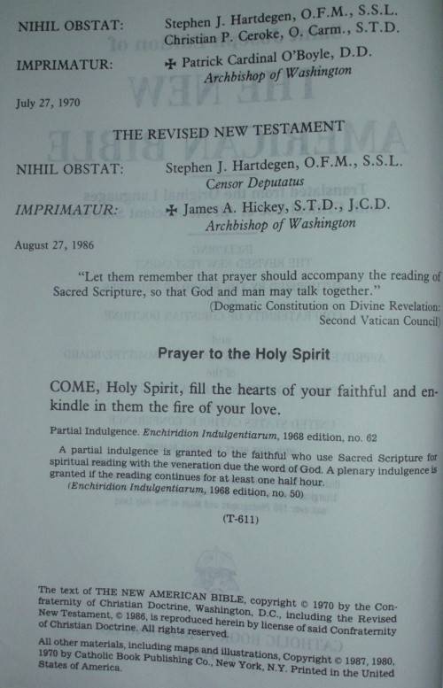 Bible - The New American Bible - St Josephs Edition - 1987 - Catholic