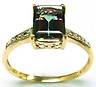 SPLENDID! 9CT YELLOW GOLD MYSTIC TOPAZ AND DIAMOND RING