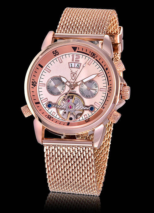 **STUNNING** NEWEST 2012 KONIGSWERK MONIMOS ROSE AUT CLOCK.MILANESE BRACELET-GLASS FLOOR