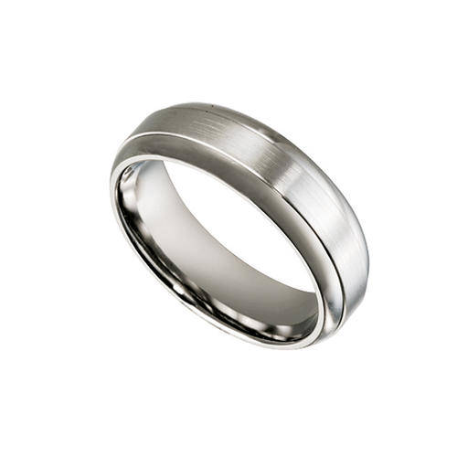 THE IN VOGUE GENTS RING!!  TITANIUM BAND RING WITH BRUSHED-POLISHED FINISH (C25284-0)
