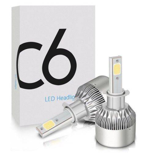 2 x 12V/24V C6 LED Bulb H1/H4/H7/H11/9005/9006 White Headlights 72W COB Headlamp Auto Fog Lights