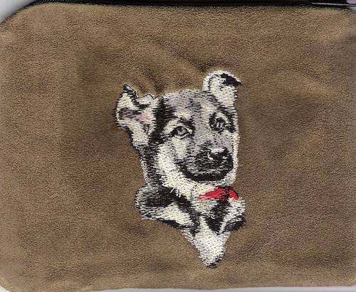 Embroidered Dog on Make up bag  - German Shepherd pup