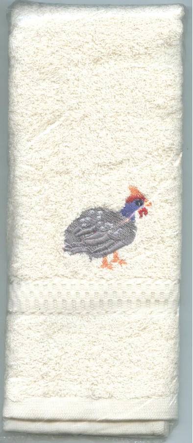 Cream guest towel guinea fowl