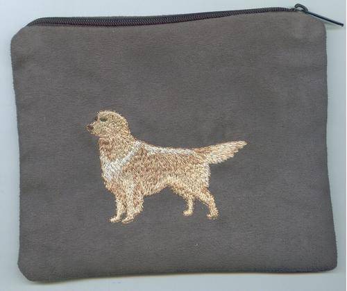 Small  charcoal Makeup bag  golden retriever dog