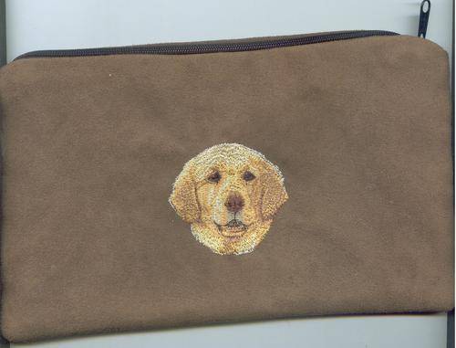 Large  Brown Pencil bag  golden retriever