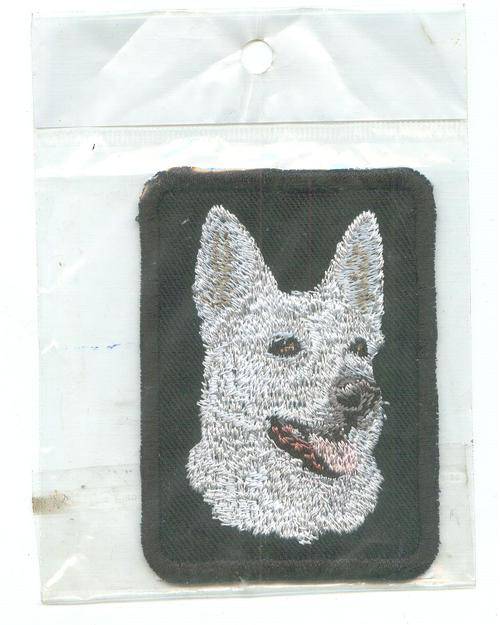 Embroidered SEW on badge Black white Swiss Shepherd