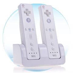 Wii Dual White Docking Charger PLUS 2 x Rechargeable batteries
