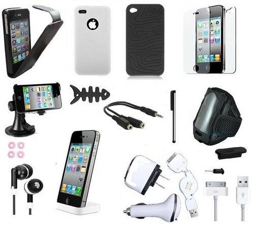 18pcs Accessories Bundle for iPhone 4G incl. Car Mount, Docking Station and Armband!