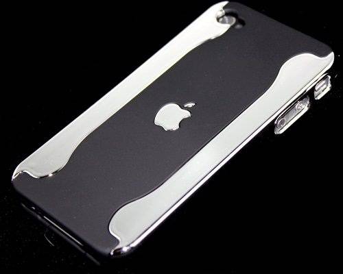 Chrome and Black Hard Cover for iPhone 4 PLUS FREE Front&Back Screen Protector - FREE SHIPPING!!!