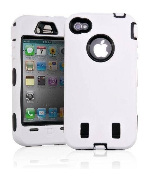 Super Tough Shock Proof White Impact Case for iPhone 4 (Ultimate 3 Layers of Protection!)