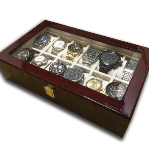 Wooden Watch box  Brown (Holds 12 watches).
