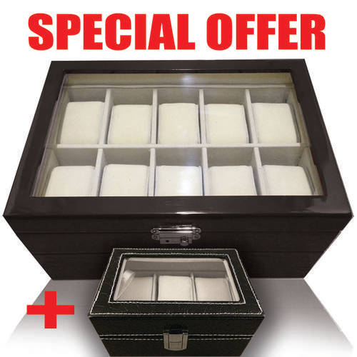 Wooden Watch box (Holds 20 watches) BLACK.