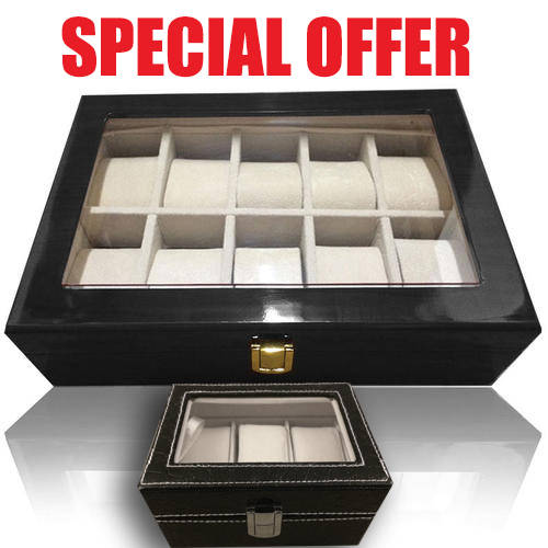 Wooden Watch Box (Holds 10 watches) BLACK