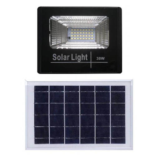2 x 30w Flood Lights with Solar Panels and Remotes
