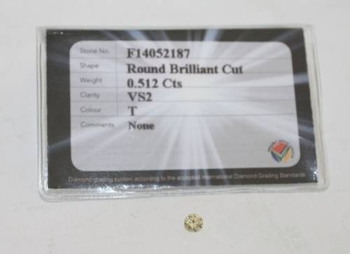 Diamond-Size-0.51Cts..Colour T-VS-2(Close to Fancy Yellow)-Not Enhanced-Certified Very Good-Make.