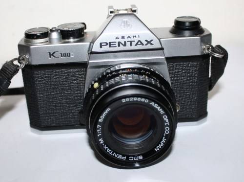 Pentax K 1000 35mm S.L.R. Camera -Pentax -M 1.7 50mm Lens-with Case and Lens Hood-