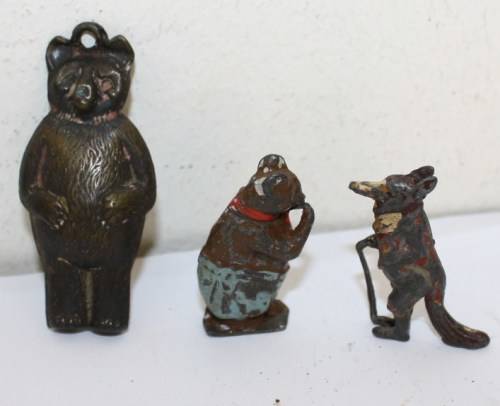 Vintage 'Metal' Animals-As per photo-Large Bear-60mm-Other Two-40mm