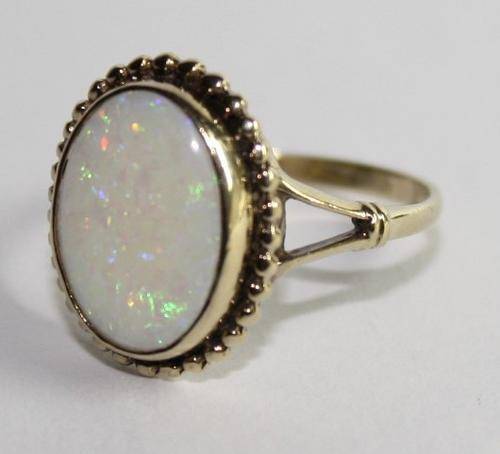 Opal Antique 9ct Gold Ring-Stunning Opal-10.4x13.6mm