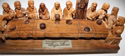 **The Last Supper** Beautifully Hand Carved-Olive Wood by George Simon-Base-20x7cm