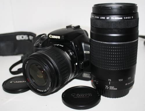 **Canon EOS 400D Digital** Including Canon EF-S 18-55mm 1:3.5-5.6 ii(USM) Lens plus 75-300mm Lens.