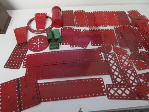 **Meccano Parts**..As per Photos.....Red/Green Parts plus Gears/Pulleys etc..Played Condition.