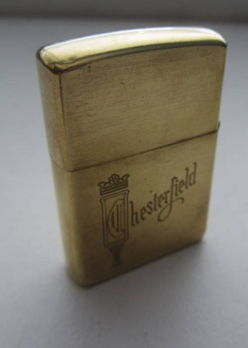 **Zippo Brass Lighter**Chesterfield-Bradford.PA. Made in USA-Engraved..See Photos