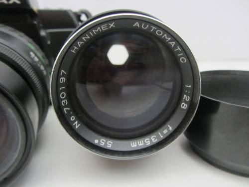 Pentax SR-X-N 35mm Film Camera-F Zoom28-80 3.5-4.5 Lens Plus Hanimex Auto 2.8 135mm Lens.