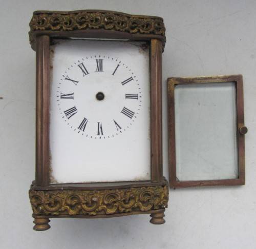 Carraige Clock(Brass?)Stamped-603-Spares/Restoration-115mm High-Top 68x85mm...As per Photos