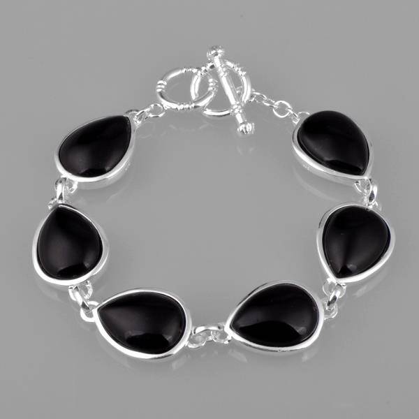 *Crazy Sale* Sterling Silver Black Teardrop Gem Bracelet