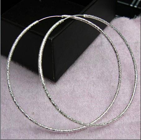 Sterling Silver Sandblasted Hoop Earrings