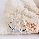 925 Stamped Sterling Silver Diamante Heart Earrings