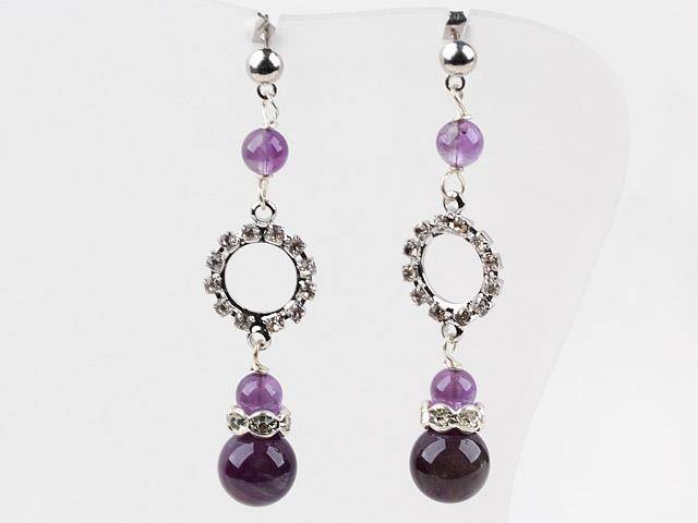 Dangle amethyst stud earrings