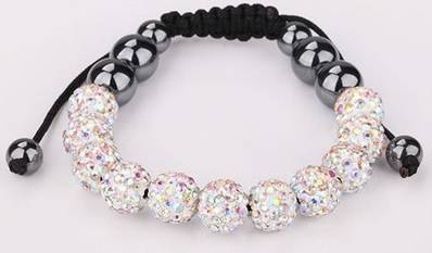 Shamballa bracelet with clear reflective CZ