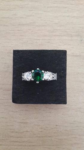 GREEN EMERALD C.Z RING
