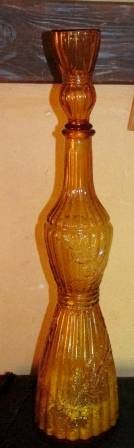 Large Vintage Amber Coloured Glass Bath Salts Bottle