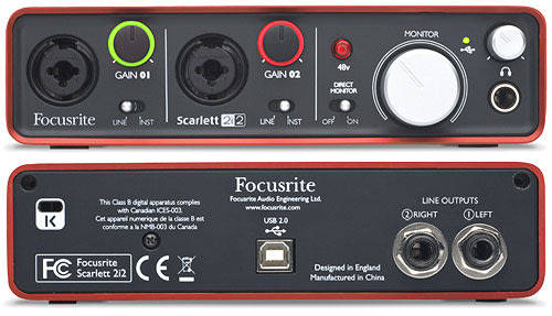 Focusrite Scarlett 2i Sound Card with 2 inputs