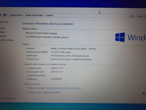 Lenovo V110-15ISK 15" Laptop