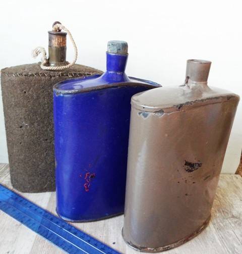 WOW 3 X VINTAGE ARMY WATER BOTTELS WW1/WW2
