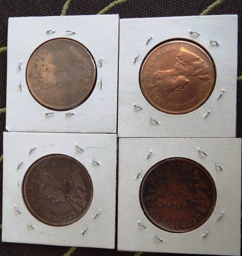 4 nice  union pennys 1928,34,35,35
