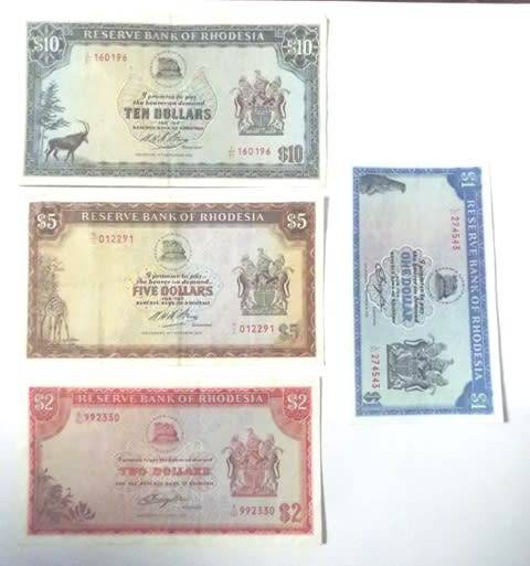 Reserve bank of Rhodesia SUPER SET OF $1,,, $2 ,,,$5 AND $10