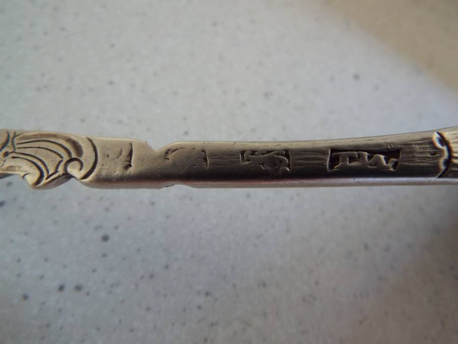 Antique silver  spoon  with hallmarks T W  (1766/77) 43 grams of silver super antique