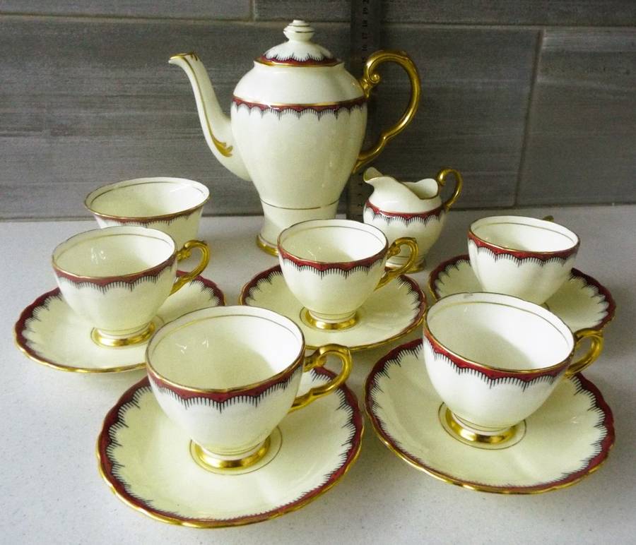 antique  TUSCAN FINE BONE CHINA , TEA SET 12 PIECES