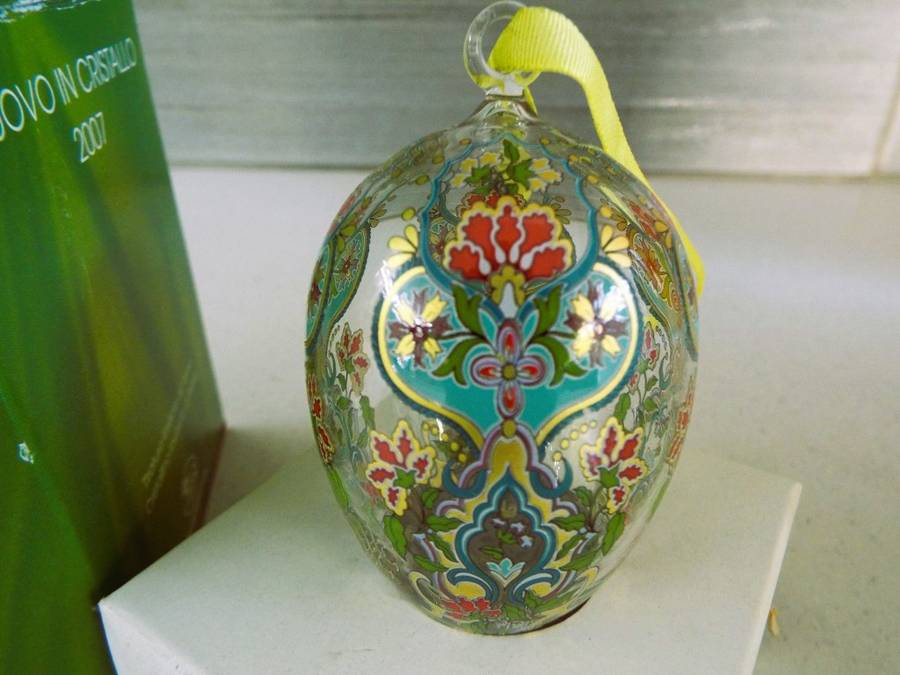 VTG Hutschenreuther Glass Crystal Egg Ornaments 2007 With Box