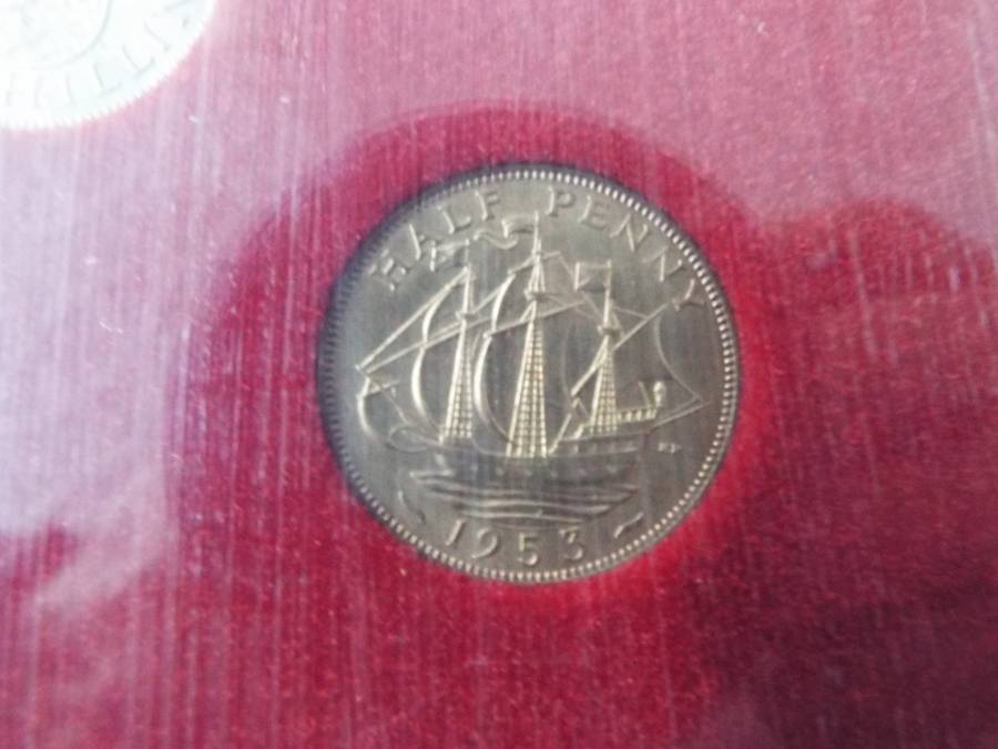 RARE 1953 Queen Elizabeth II Royal Mint Coronation Set 10 Coins framed