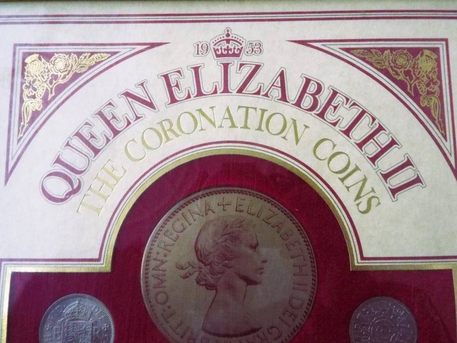 RARE 1953 Queen Elizabeth II Royal Mint Coronation Set 10 Coins framed