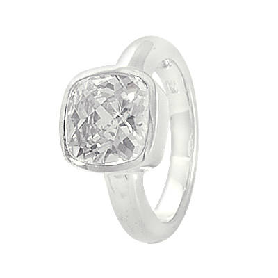 Elegant Solid Sterling Silver Ring with High Quality Cubic Zirconia