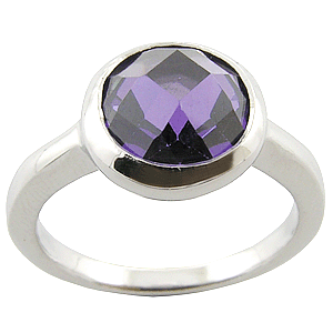 Beautiful Checkerboard Solid Sterling Silver Ring with Genuine Amythest Gem Stone.