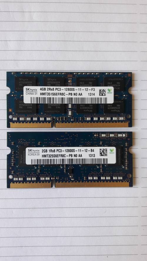SK Hynix PC3 12800S Laptop Ram 1 X 2 Gig and 1 X 4 Gig