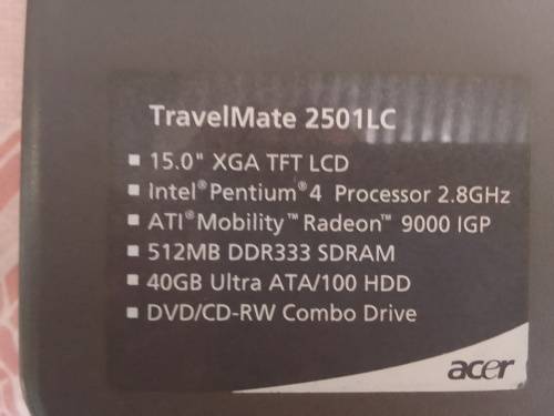 OLD MODEL ACER TRAVELMATE 2500 LAPTOP