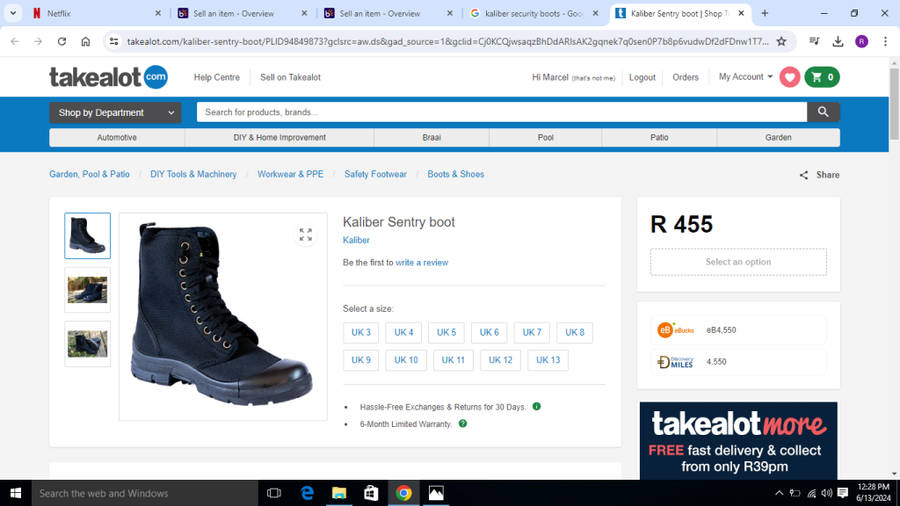 Kaliber Security FootWear Size 9